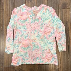 Lilly Pulitzer Colorful Crab Print Tunic Top